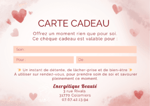 Cheque cadaeau - soin personnalisé